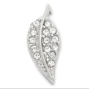 Leaf silver pave rhinestone charm